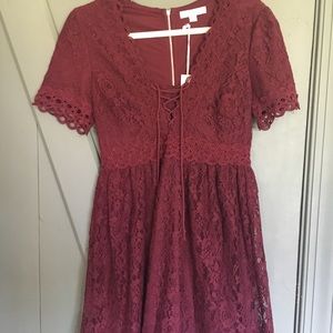Francesca’s ruby lace dress